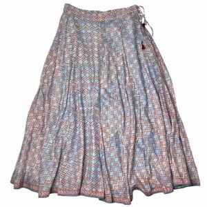 Cotton Silk Hand Block Printed Ghera Maxi Skirt Bohemian Ethnic Global Traveler